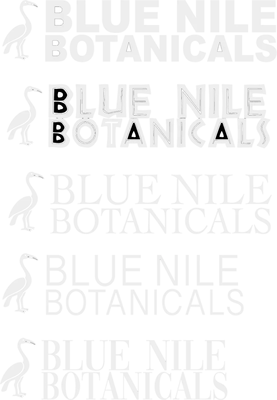 Blue Nile Botanicals wordmarks with a heron