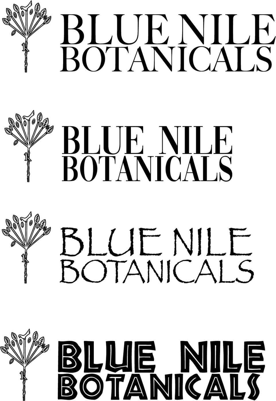 Blue Nile Botanicals wordmarks with a plant icon