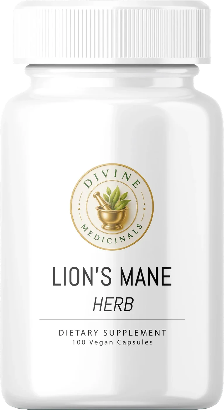 Lion’s Mane capsule bottle mockup with the seal label