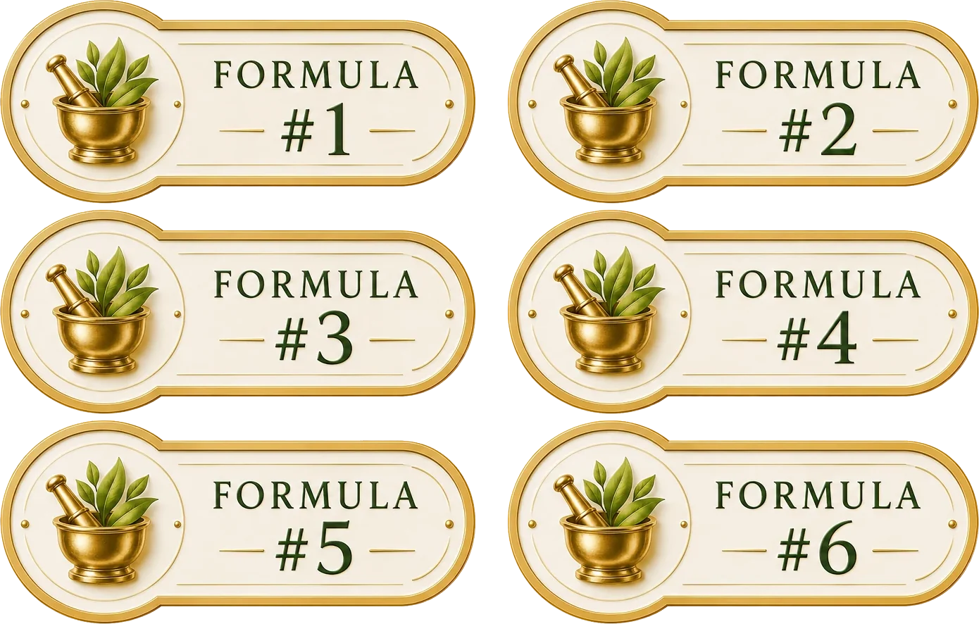 Formula number labels one to six