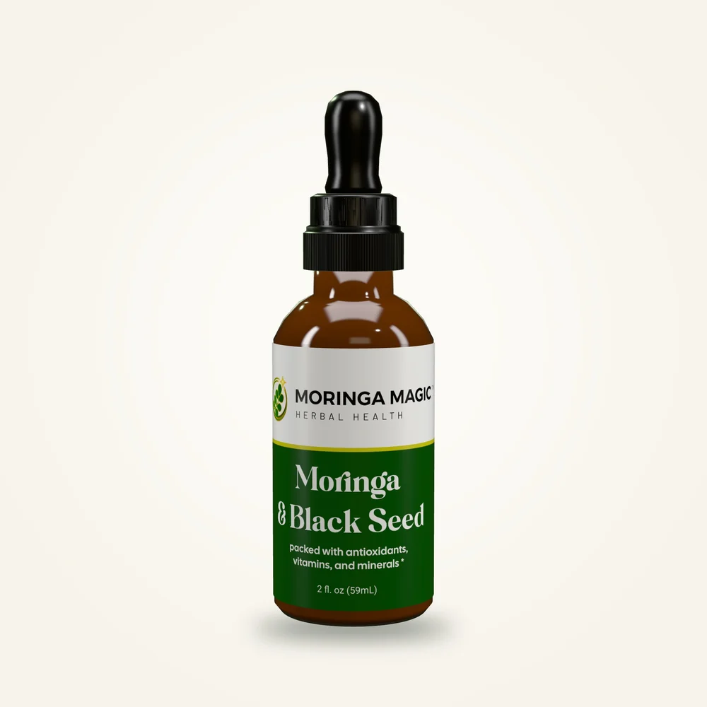 Moringa and Black Seed Elixir dropper bottle mockup
