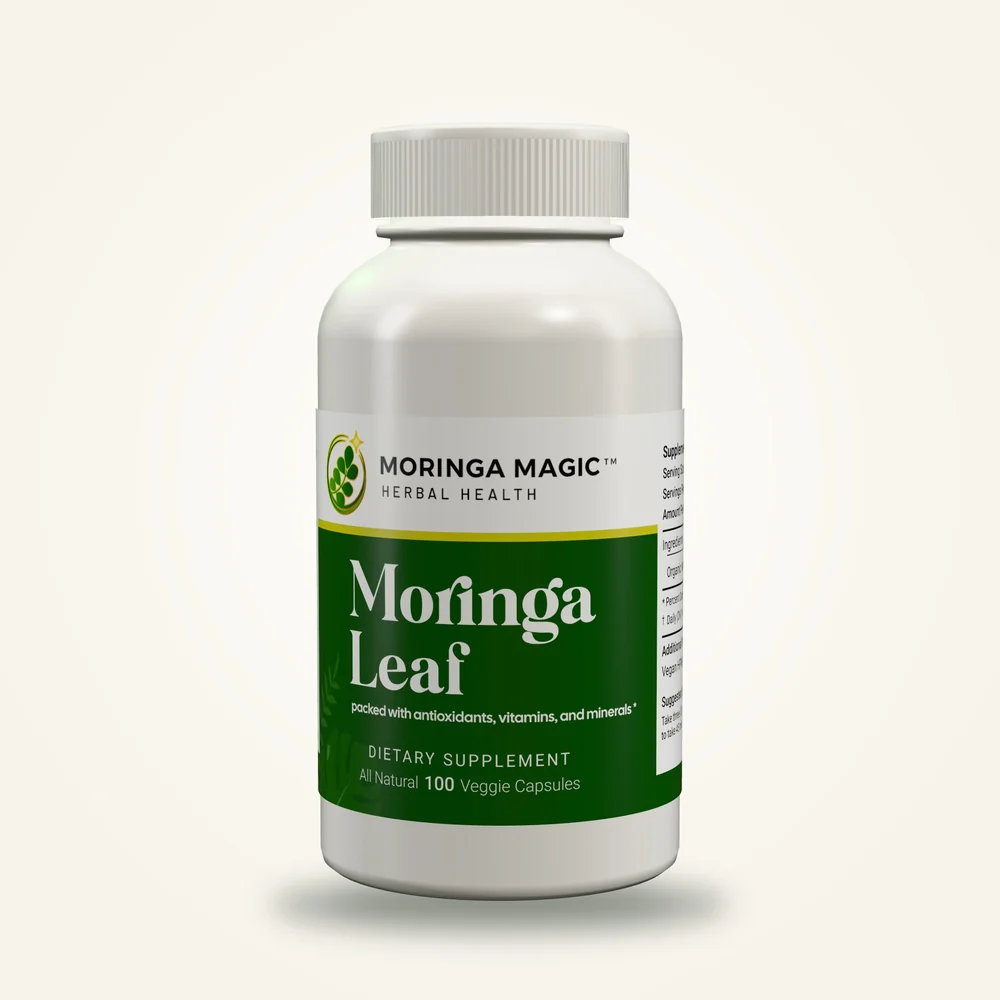 Moringa Leaf capsule bottle mockup
