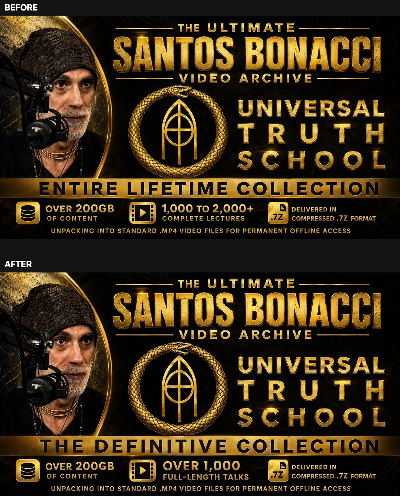 The video archive cover before and after its refresh
