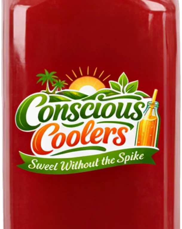 Close-up of the Conscious Coolers label on the bottle