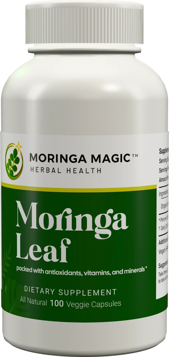 Moringa Leaf capsule bottle with its label