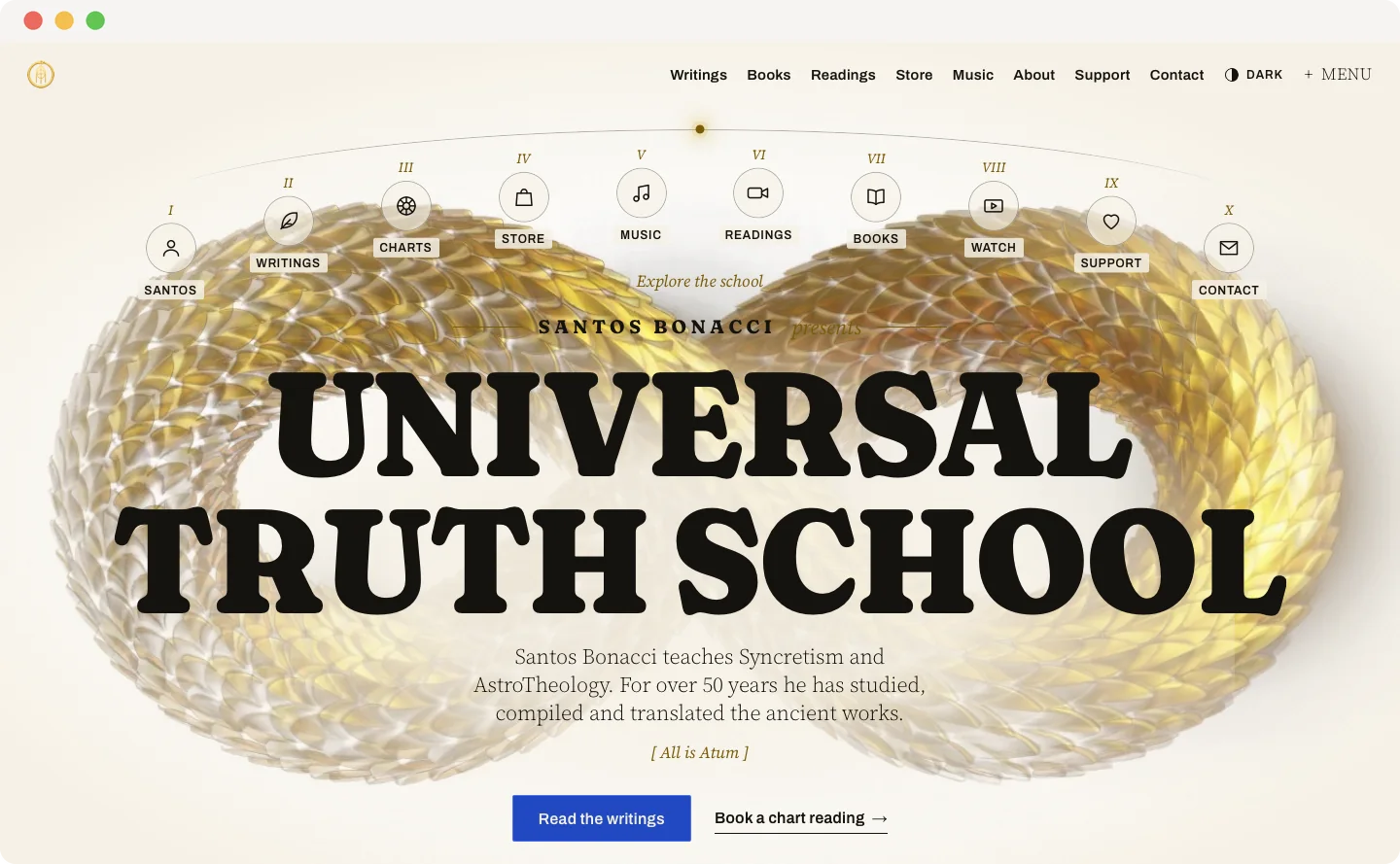 Universal Truth School site in light mode
