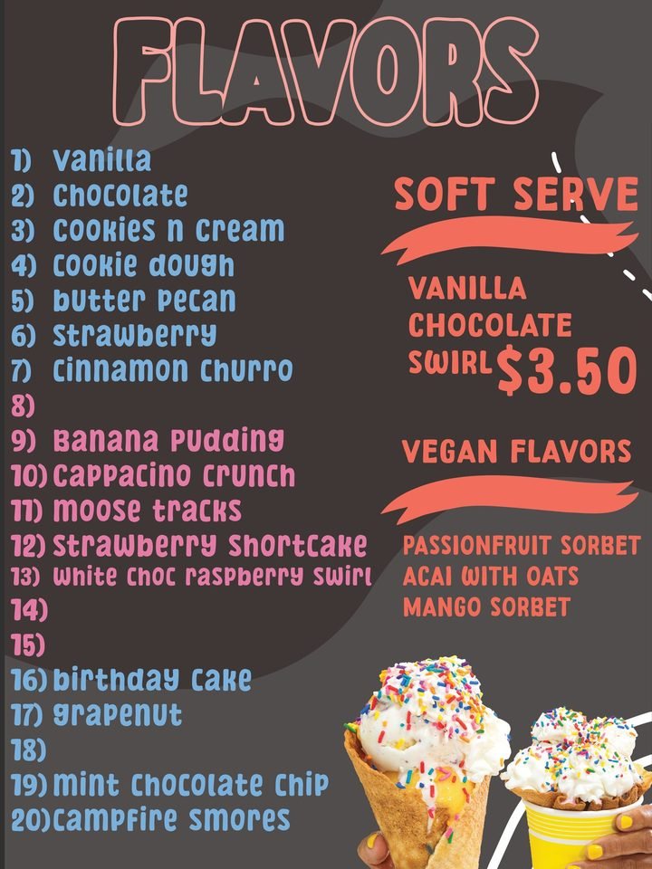 Flavor menu board, dark version