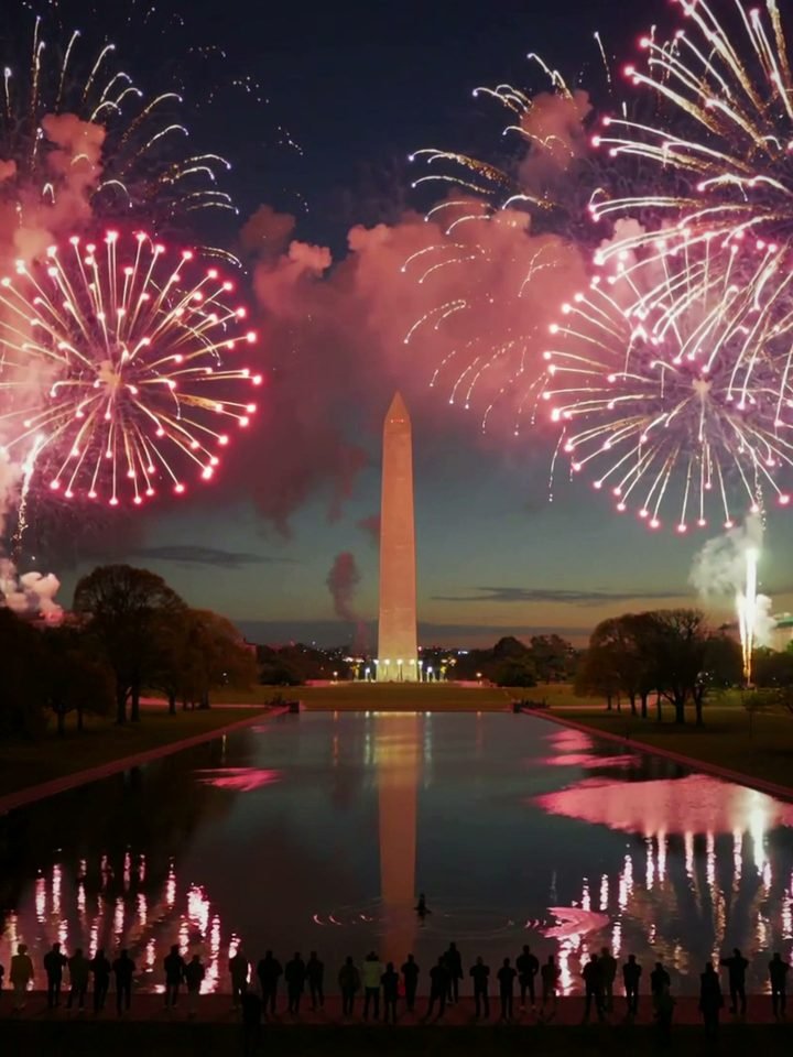 Fireworks over the Washington Monument, a scene from the film